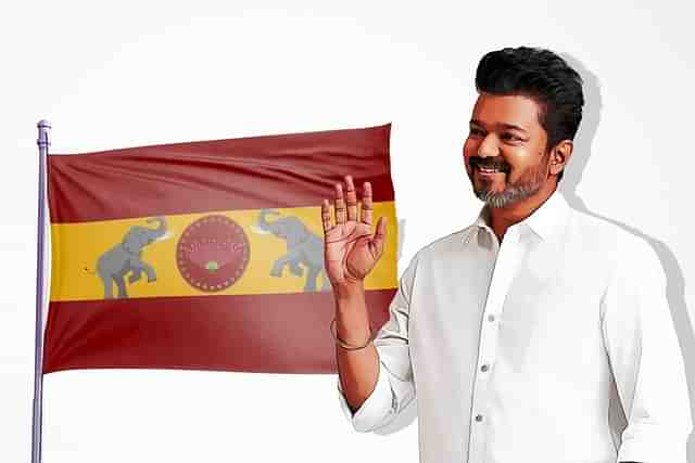 Actor Vijay with the TVK flag